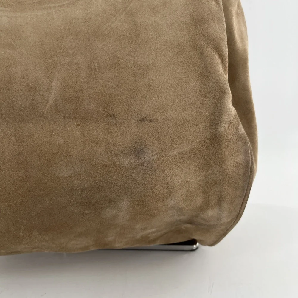 Rare De Vecchi Hamilton Hodge Shoulder Bag Nubuck Leather Gold Chain Strap Taupe